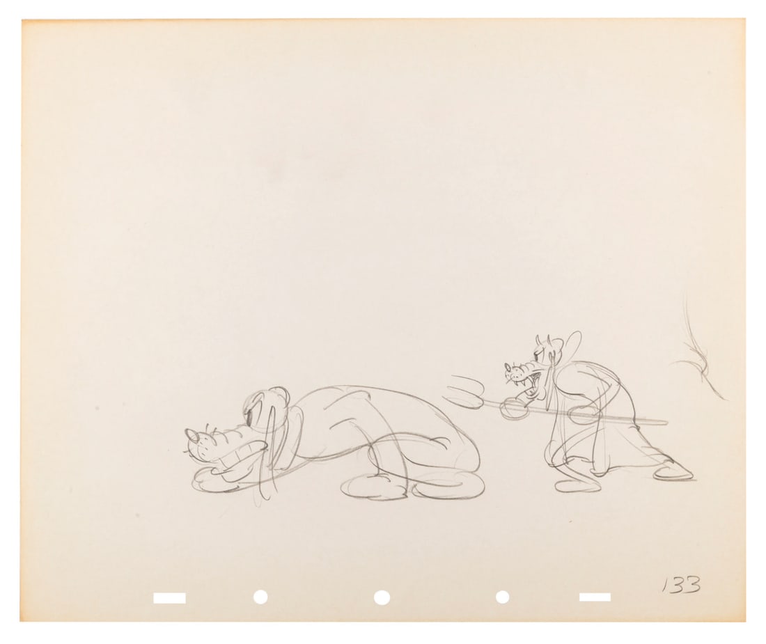 A "Lend a Paw" Pluto Production Drawing. - 2