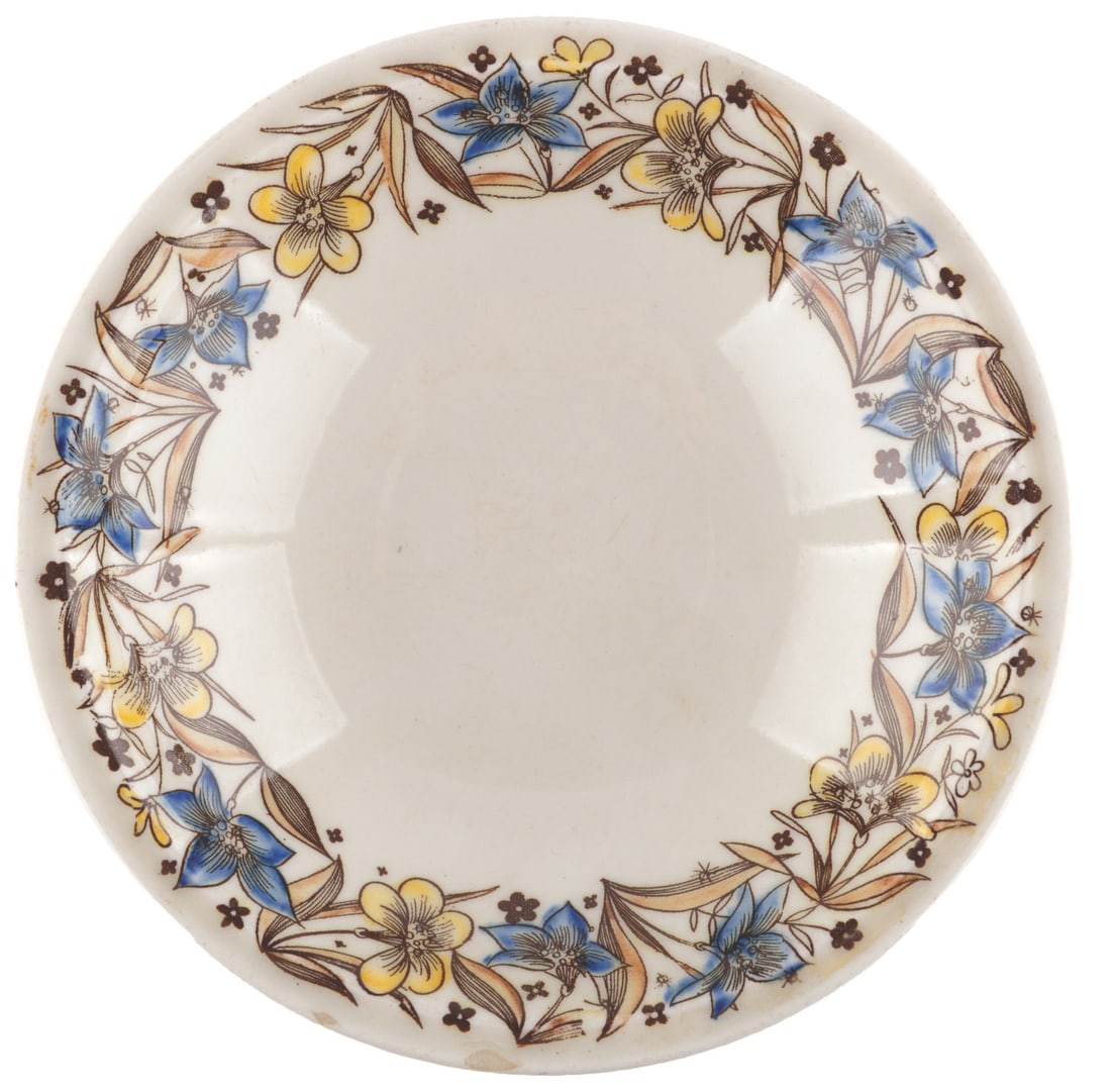 A "Fantasia" Nutcracker Vernon Kilns Bowl.: (Vernon Kilns, 1940) A ceramic bowl in the "Fantasia" Nutcracker pattern designed by Disney Studio artist Gyo Fujikawa. Measuring 6.25" in diameter, the bowl is in good condition with chipping, discol