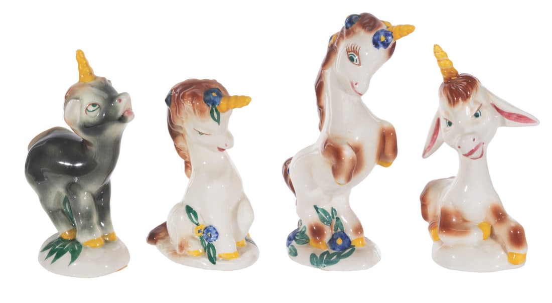 A Set of Vernon Kilns "Fantasia" Unicorn Figurines. (1 of 19)