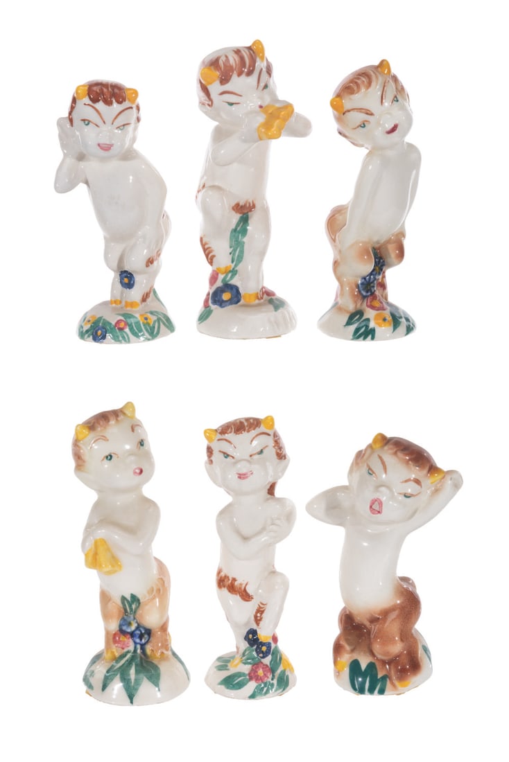 A Set of Vernon Kilns "Fantasia" Satyr Figurines. (1 of 10)
