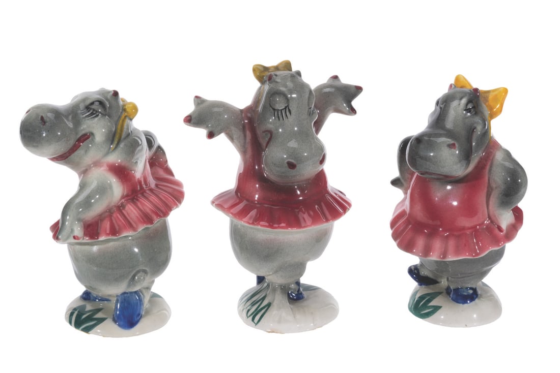 Three Vernon Kilns "Fantasia" Hippo Figurines. (1 of 11)