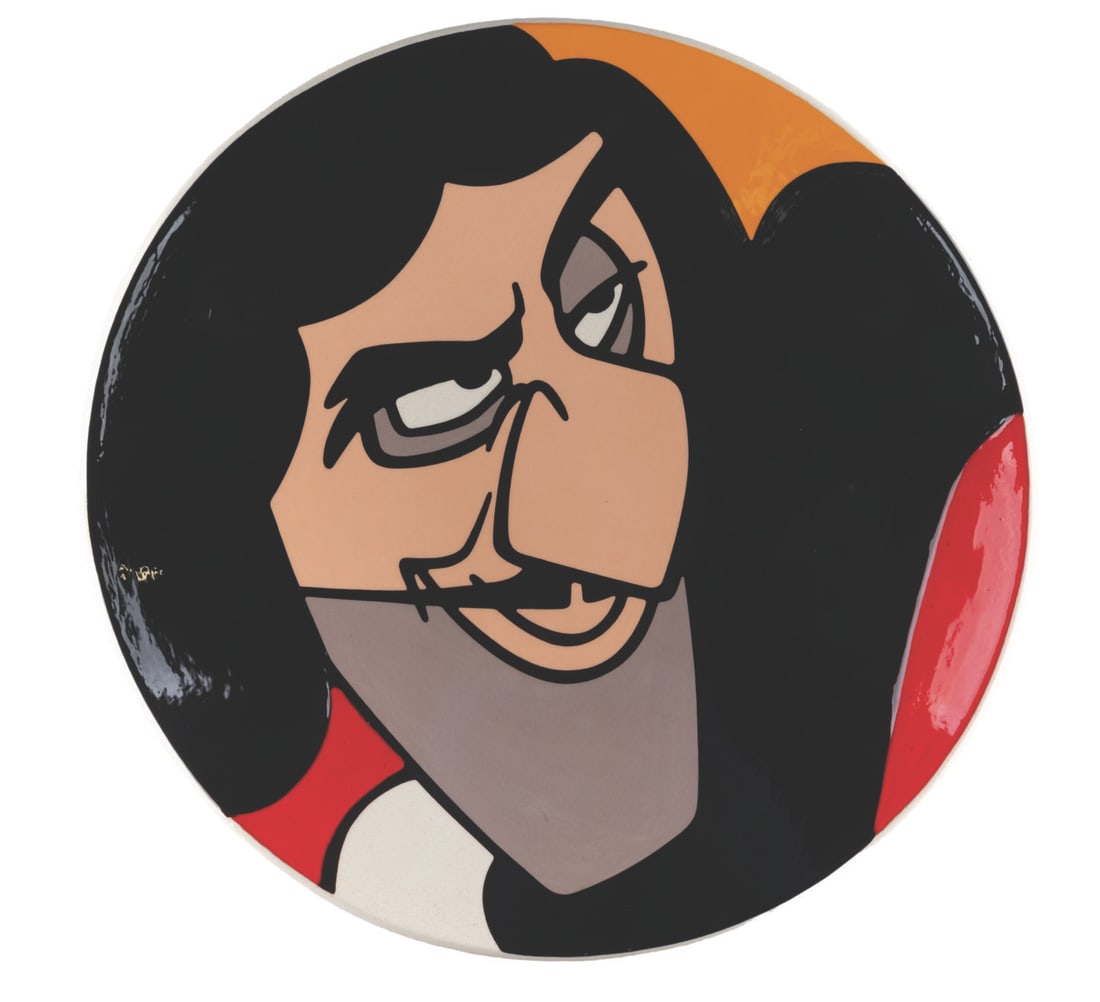 A Captain Hook Charger Plate.: (Disney, 1992) A decorative charger plate of Captain Hook from "Peter Pan." The plate was designed by artist Brenda White, signed and hand-numbered 15 of only 15 on the reverse. Measuring 18.5" in