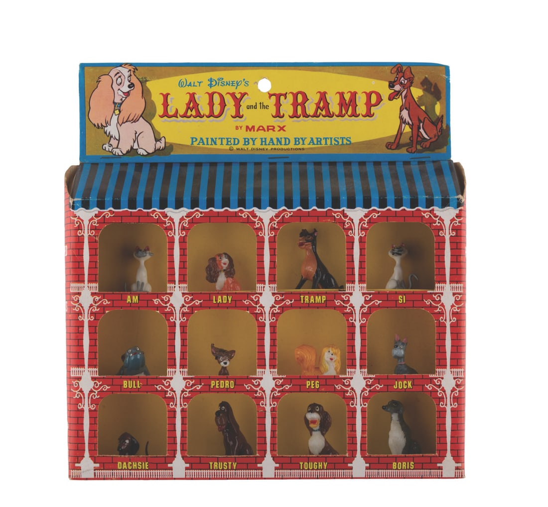 A Marx Disneykins "Lady and the Tramp" Kennel Set. (1 of 2)