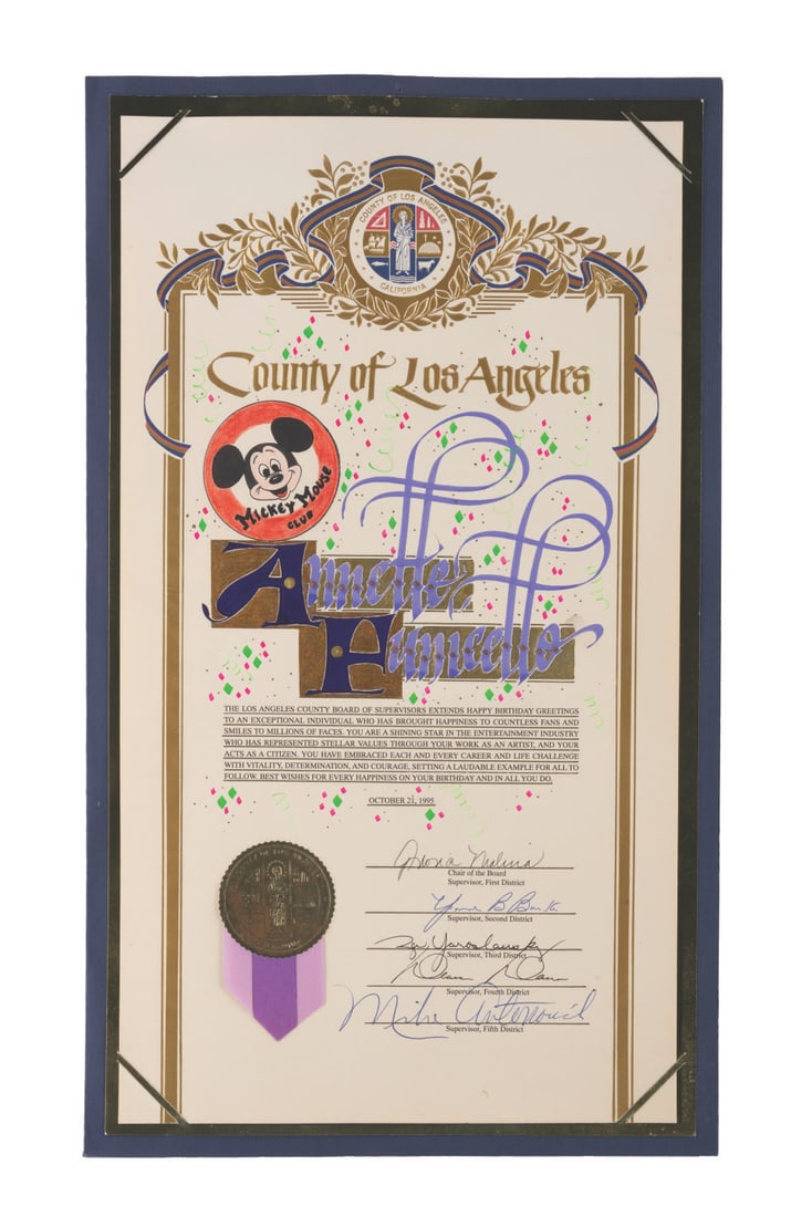 Annette Funicello's Birthday Greeting from Los Angeles County. (1 of 2)