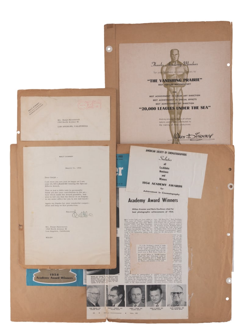 A Walt Disney Signed "20,000 Leagues" Oscar Letter. (1 of 10)