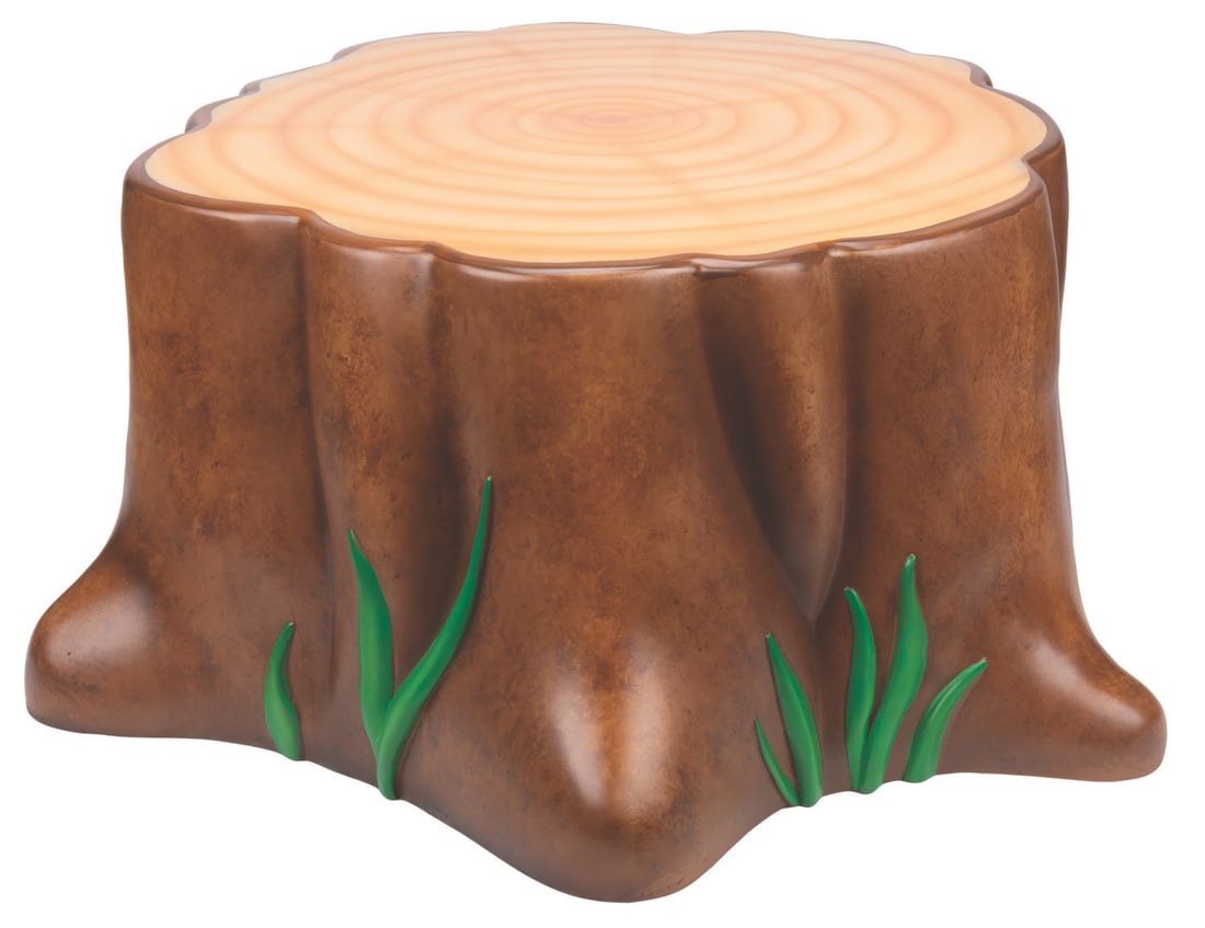A Winnie the Pooh Disney Store Tree Stump Prop.: (Disney Store, 2005-2007) A tree stump prop originally featured in a Winnie the Pooh display at the Disney Store. Measuring 33" x 34" x 13" tall, the stump is in fine condition. This item requires