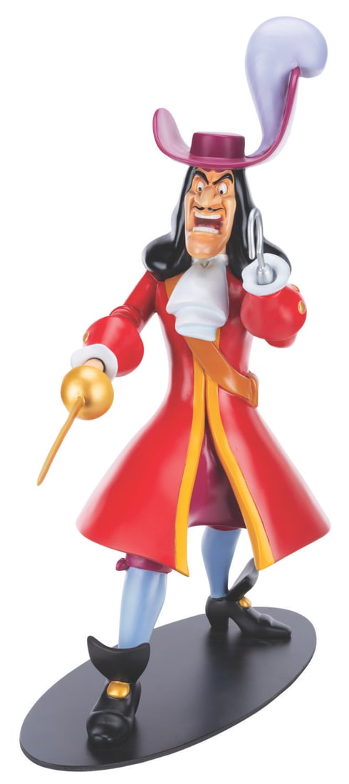 A Captain Hook Disney Store Display Figure.: (Disney Store, 1990s-2000s) A Disney Store display figure of Captain Hook from "Peter Pan." Measuring 12" x 27" x 32.5" tall, the figure is in very good condition with typical wear from store