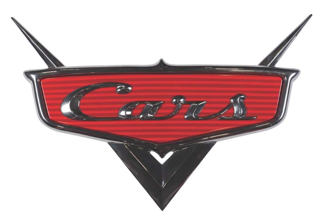 A Disney Store "Cars" Logo Sign.: (Disney Store, 2010s) A large sign of the Disney-Pixar "Cars" logo, originally displayed in the Disney Store. Measuring 58" x 2" x 38" tall, the sign is in very good condition with typical wear from