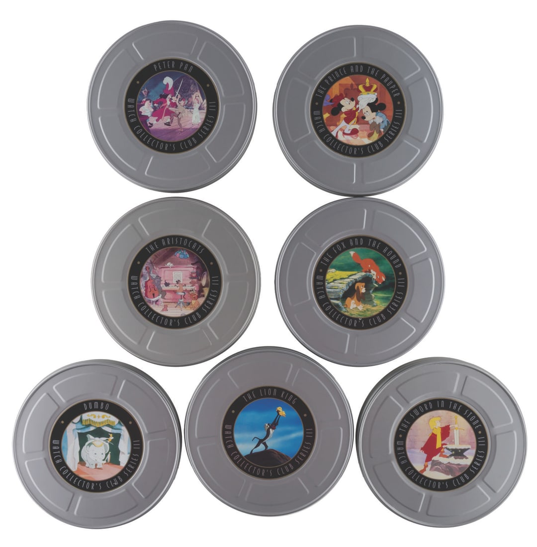 The Complete Set of Disney Watch Collector's Club Series III Watches.: (Fossil, 1994) The complete set of seven Disney Watch Collector's Club Series III watches. The films included are "The Aristocats," "The Sword in the Stone," "The Lion King," "The Fox and the Hound,"
