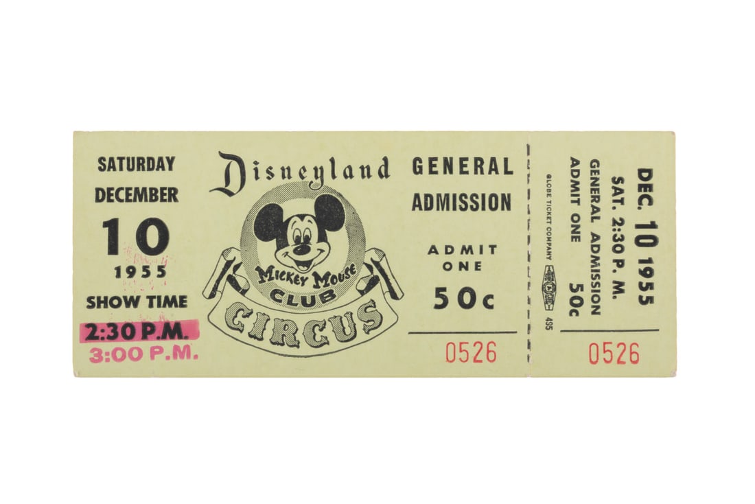 A Rare Disneyland Mickey Mouse Club Circus Ticket. (1 of 1)