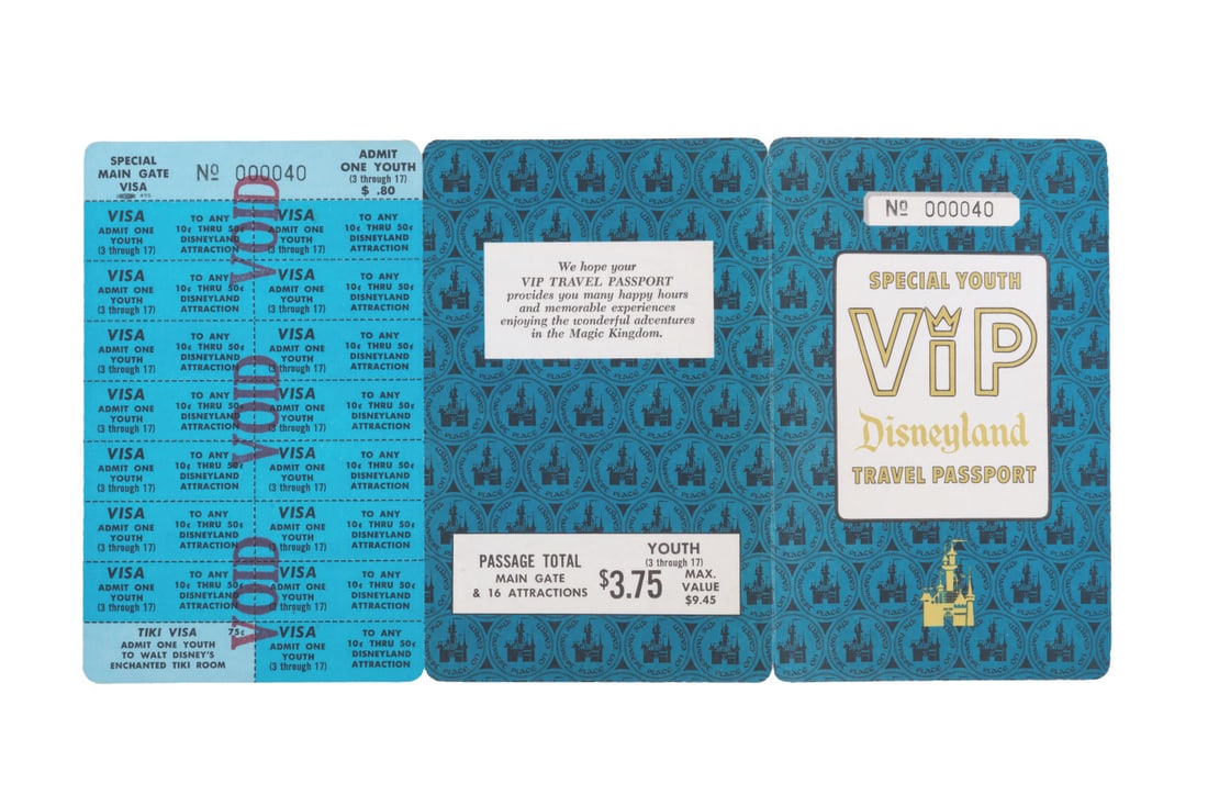 A Disneyland VIP Special Youth Travel Passport. (1 of 2)