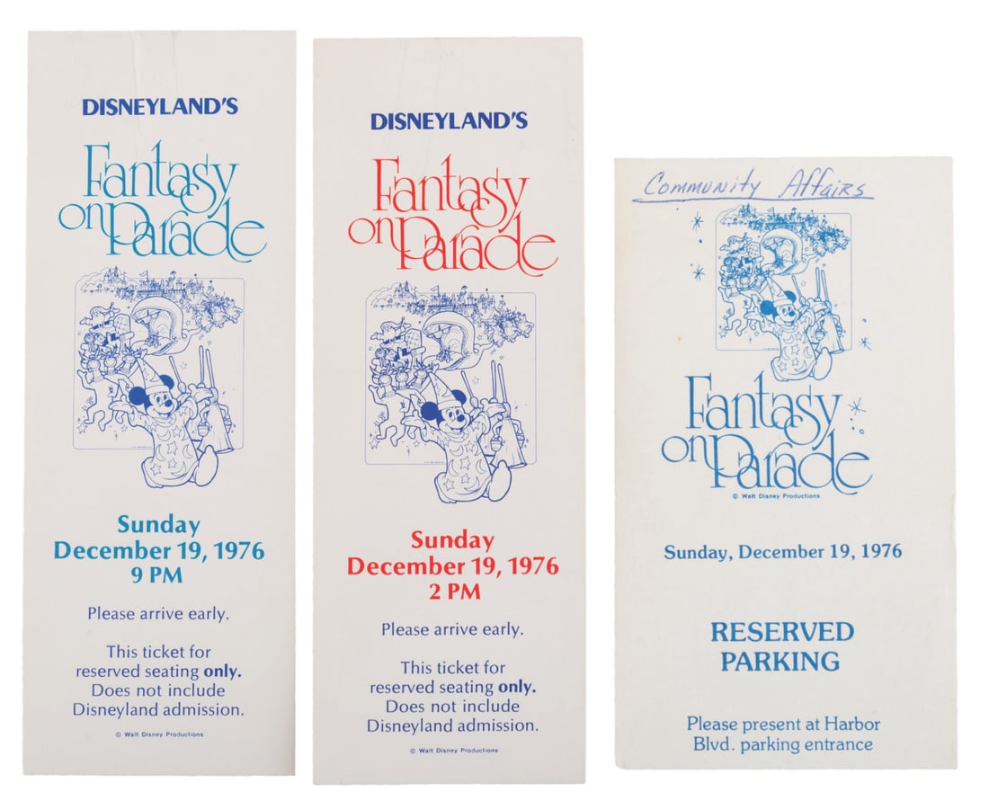 A 1976 Disneyland Fantasy on Parade Ticket Collection. (1 of 4)