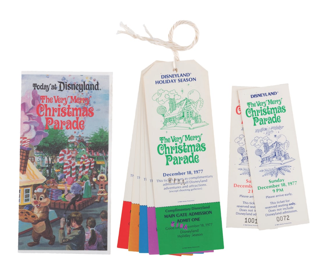 A Set of Disneyland Very Merry Christmas Parade Tickets & Brochure. (1 of 8)