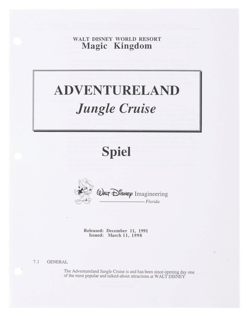 An Adventureland Jungle Cruise Script. (1 of 3)