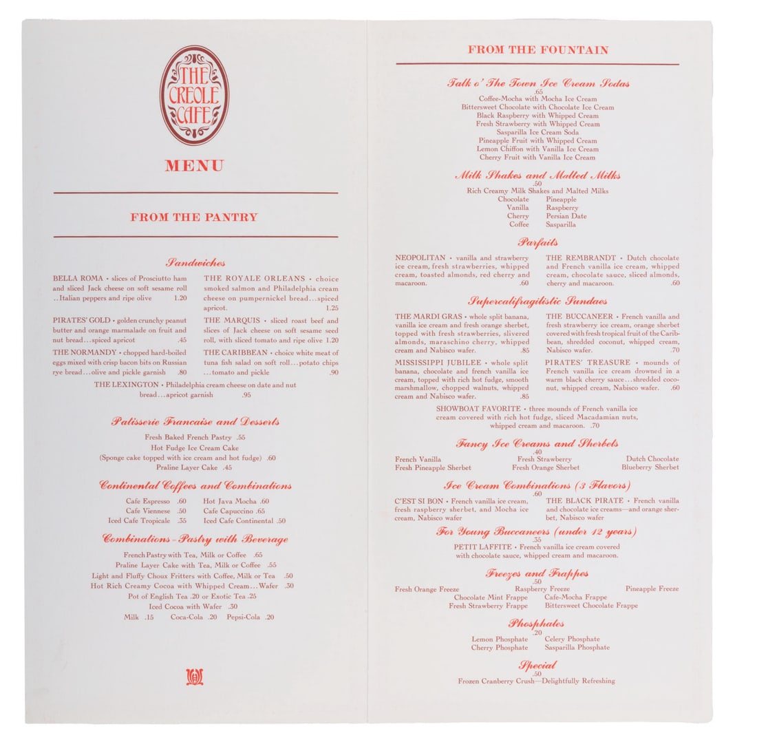 A 1966 Creole Cafe Menu. - 3