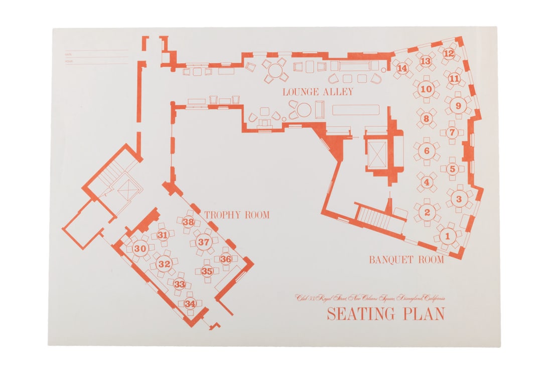 A Club 33 Seating Plan. (1 of 1)