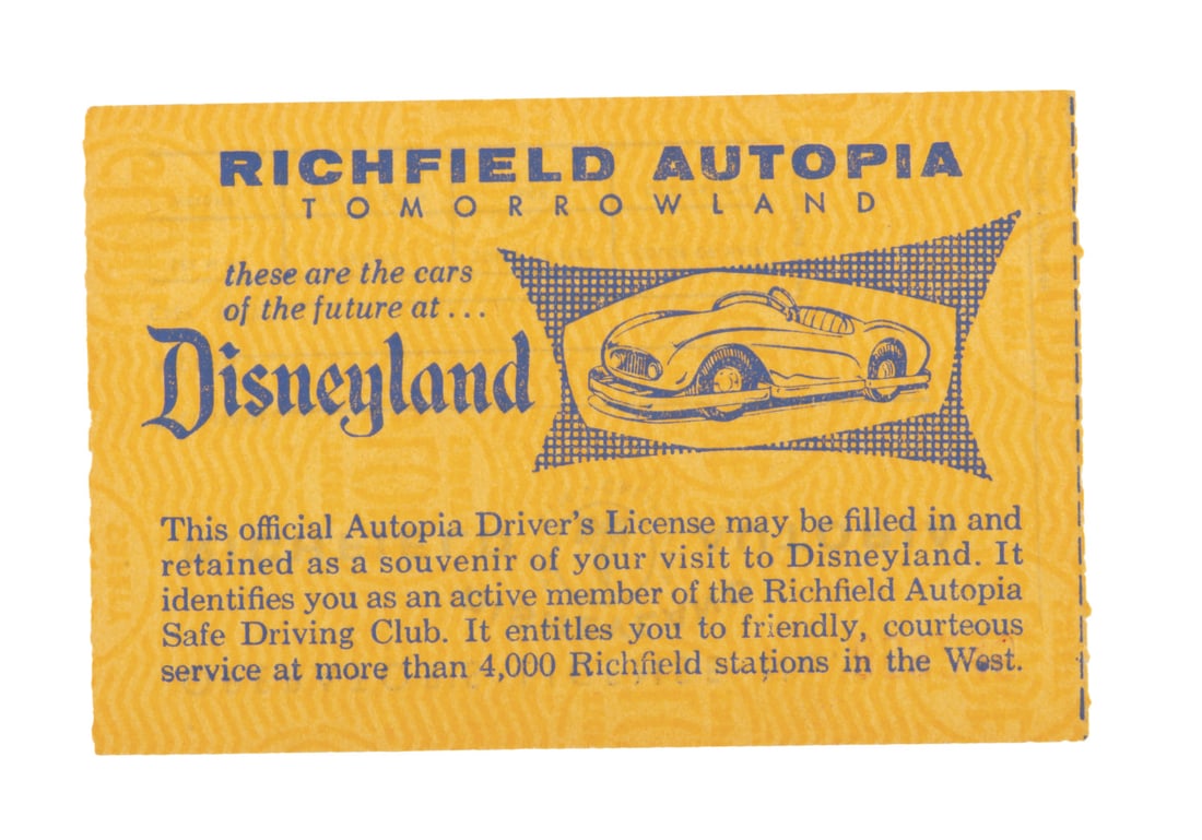 A 1955 Autopia Driver's License. (1 of 2)