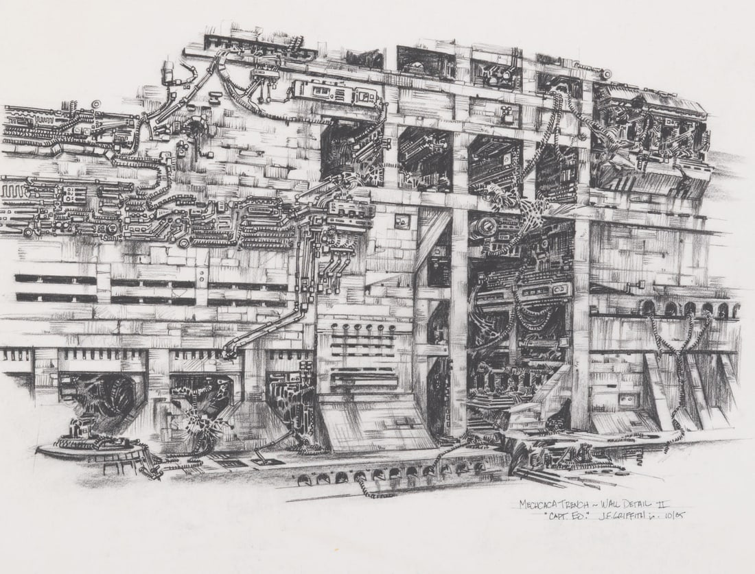 A Captain EO Mechcaca Wall Detail Concept Drawing. - 2