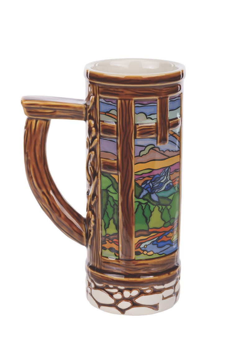 A Grand Californian Craftsman Bar & Grill Mug.: (Disney's Grand Californian, 2020) A first edition collectors' mug from the Craftsman Bar & Grill at the Disneyland Resort's Grand Californian Hotel. Inspired by a classic beer stein, the ceramic mug