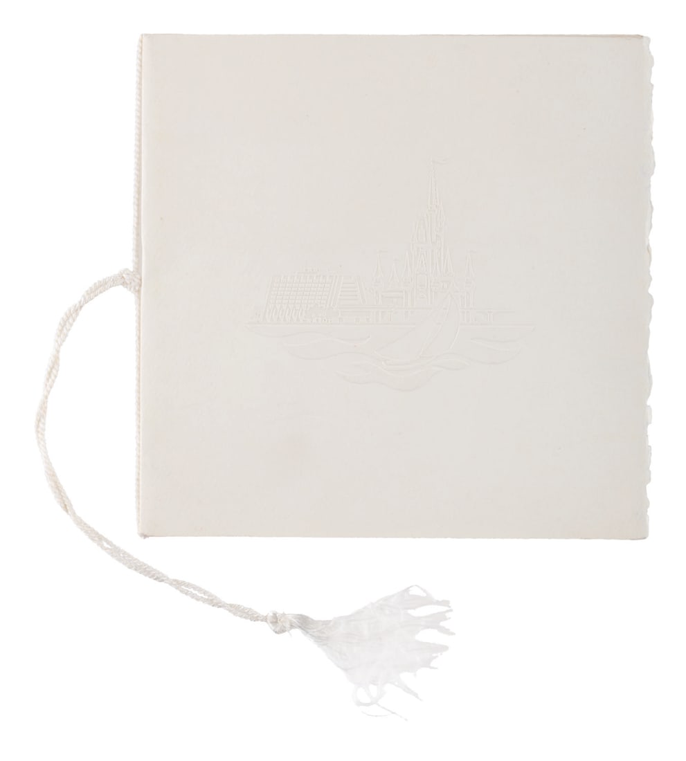 A Walt Disney World Grand Opening Invitation.: (Walt Disney World, 1971) An invitation for the Walt Disney World Grand Opening and Dedication Ceremony held from October 23 to 25th, 1971. The invitation features a beautiful embossed graphic of