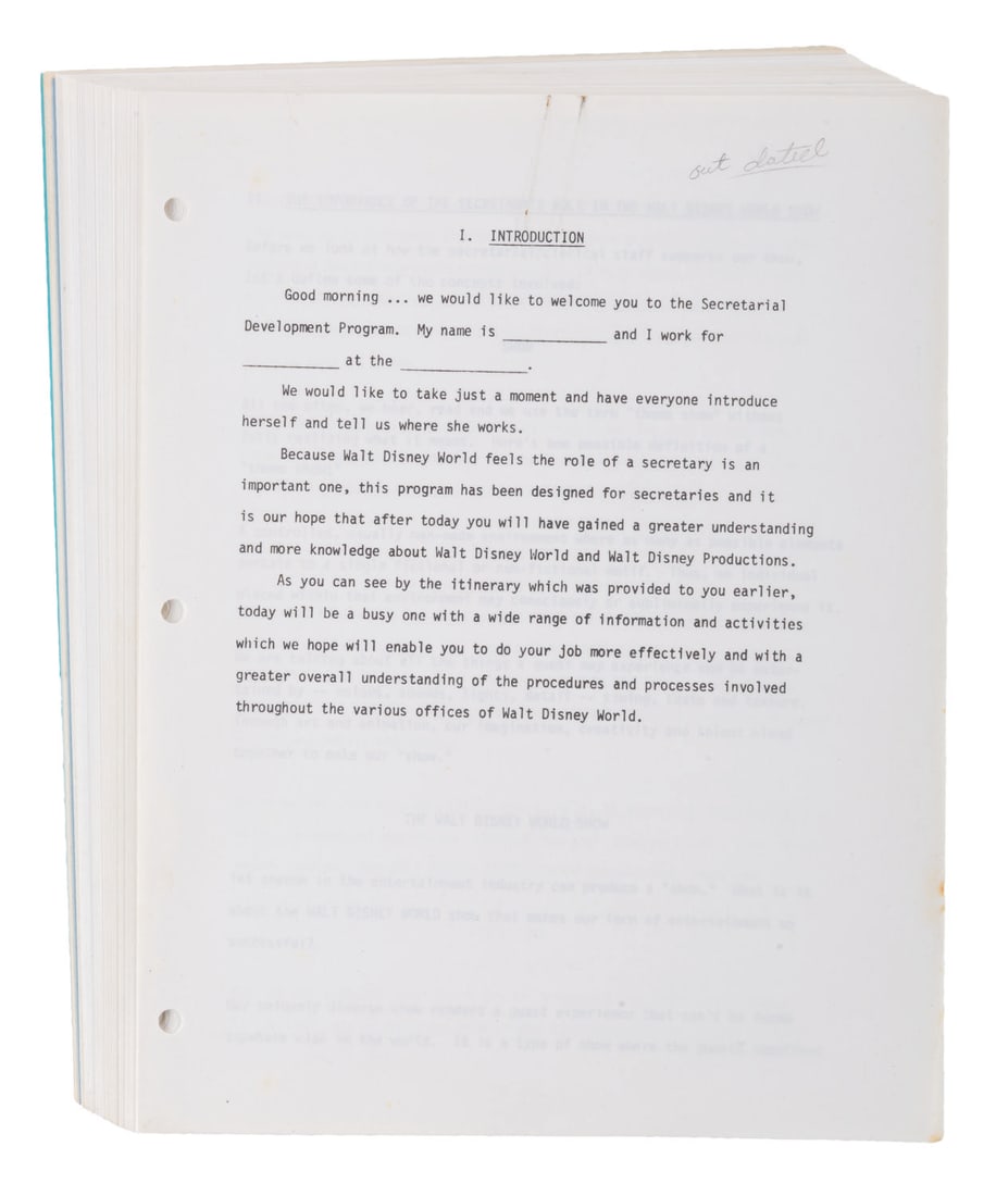 A Walt Disney World Secretarial Division Program Manual. (1 of 7)