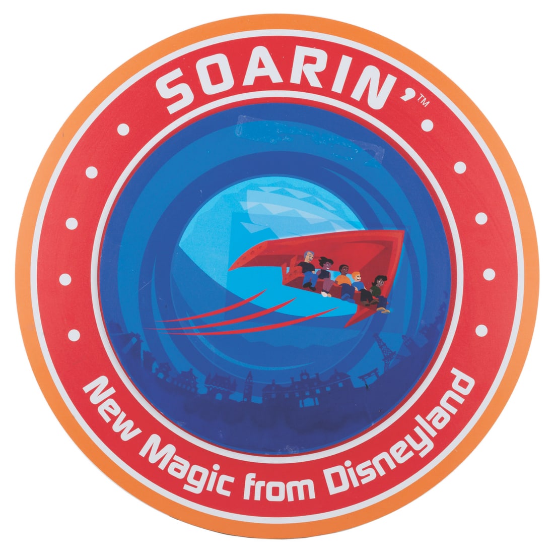 A Walt Disney World Soarin' Lamppost Sign.: (Walt Disney World, 2005) A Soarin' sign from the Happiest Celebration on Earth at Epcot. In honor of Disneyland's 50th anniversary, Disney Parks around the world received new updates or attractions.