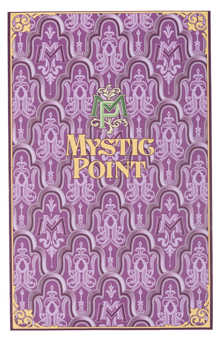 A Hong Kong Disneyland Mystic Point Trash Can Panel.: (Hong Kong Disneyland, 2010s) A trash can decal from the Mystic Point area of Hong Kong Disneyland, home to that park's version of the Haunted Mansion, Mystic Manor. Measuring 18.5" x 29.5", the