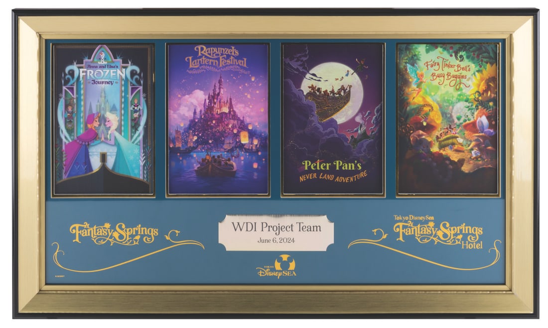 A Tokyo DisneySea Fantasy Springs Team Gift.: (Tokyo DisneySea, 2024) A crew gift given to the Walt Disney Imagineering Project Team who worked on Fantasy Springs, the eighth port of call at Tokyo DisneySea. Prints of the expansion's