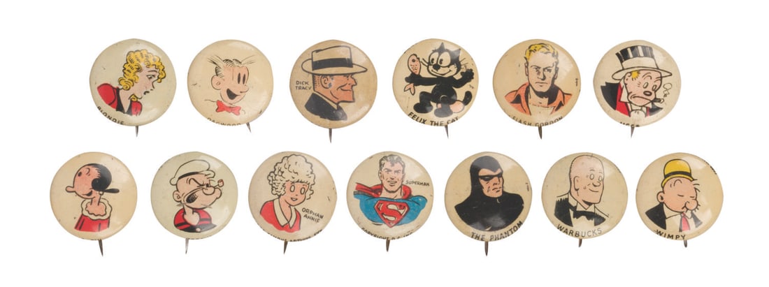 A Complete Set of Kellogg's Pep Cereal Character Buttons. (1 of 18)