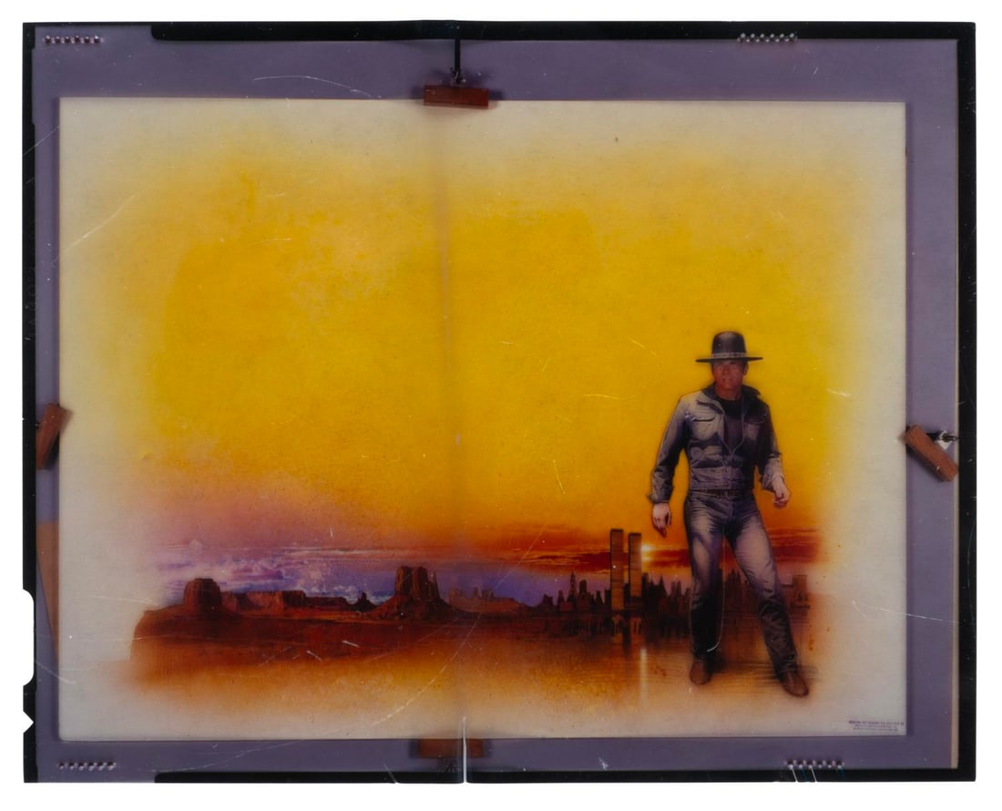A "The Return of Billy Jack" Poster Color Transparency.: (Struzan, 1986) A color transparency of unused poster artwork for "The Return of Billy Jack" by Drew Struzan. Intended as the fifth Billy Jack film, production was halted after star Tom Laughlin was