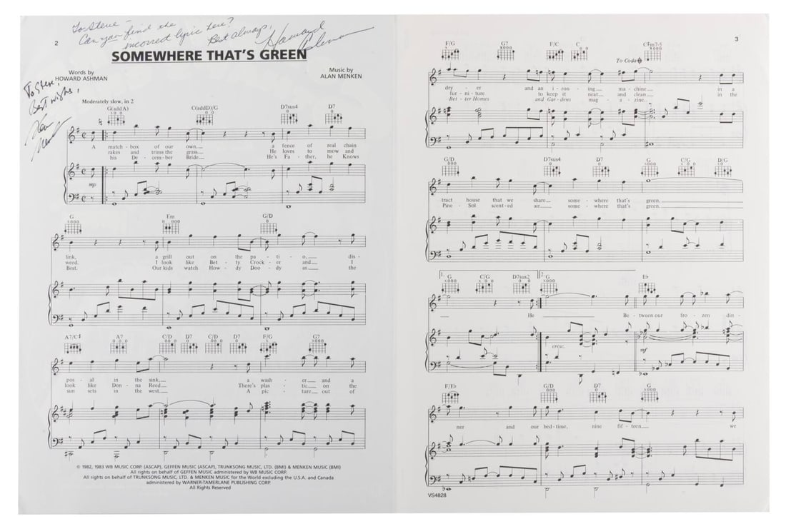 Multi-Signed "Somewhere That?s Green" Sheet Music. - 3
