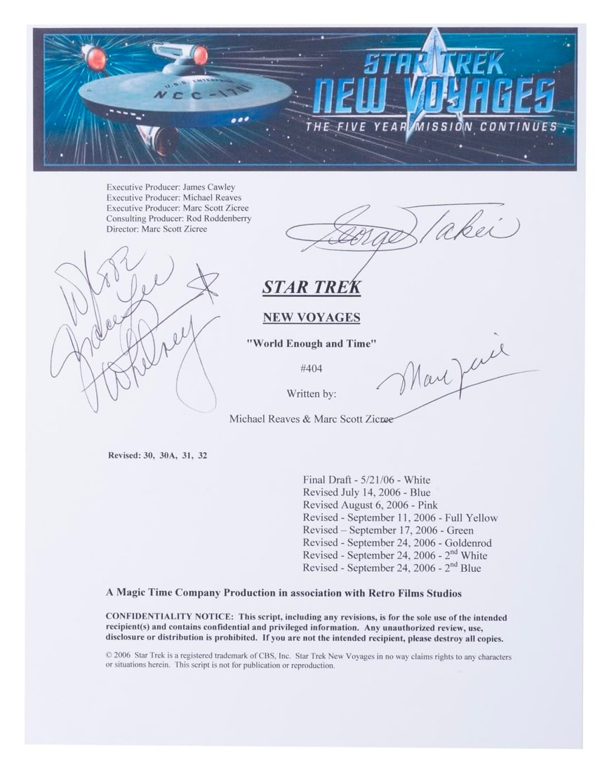 A Multi-Signed "Star Trek: New Voyages" Script Cover. (1 of 1)