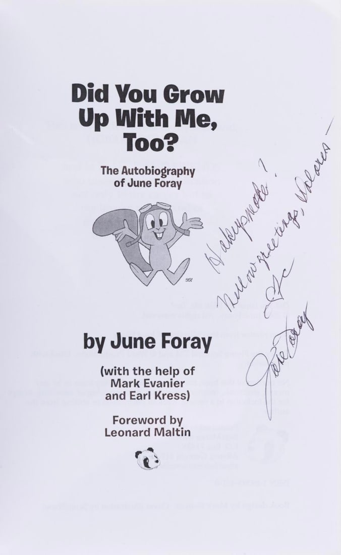 A June Foray Signed Autobiography. - 3