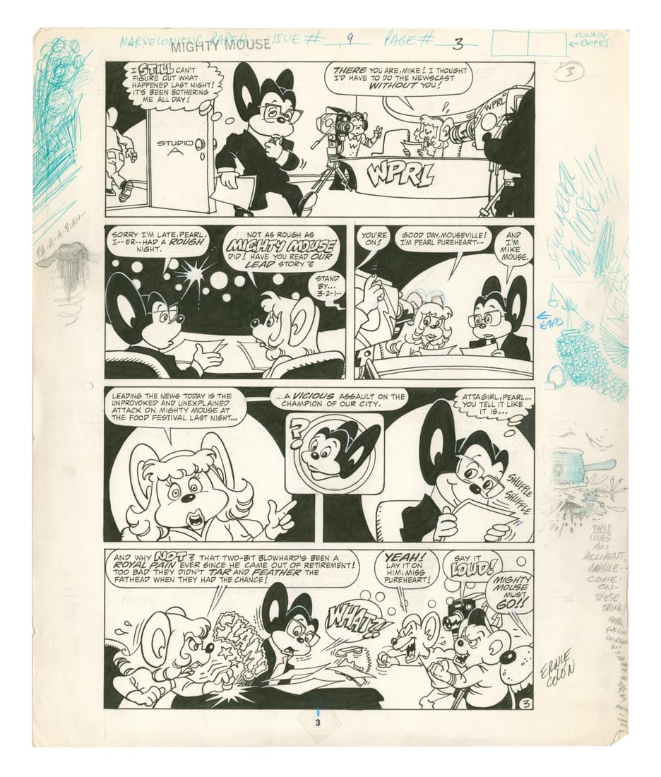 Mighty Mouse Original Marvel Comic Book Art. (1 of 2)