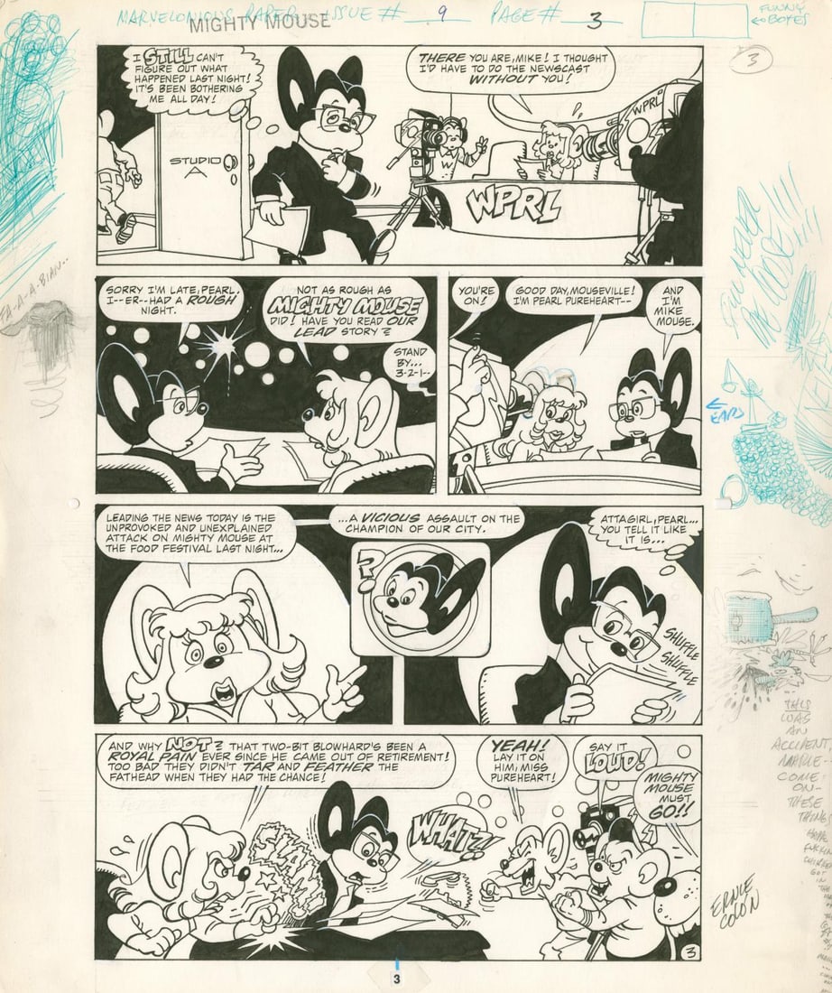 Mighty Mouse Original Marvel Comic Book Art. - 2