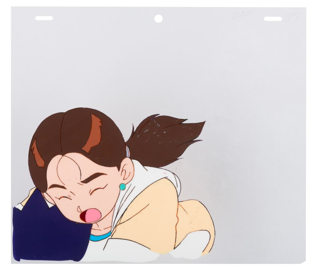 A "Matchless Raijin-Oh" Production Cel.: (TXN, 1991-92) An original production cel of Ruruko Himeki from "Matchless Raijin-Oh," a short-lived mech-action anime program from the 1980s TokyoTV era. Ruruko Himeki has an image size of 5.5" x