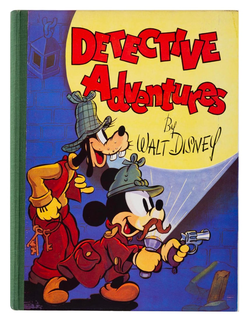 A Detective Adventures by Walt Disney Book.: (Juvenile, 1930s) A Detective Adventures hardcover book featuring Mickey Mouse and friends solving mysteries. Measuring 8" x 10.25", the 94-page book displays in very good condition with creases,