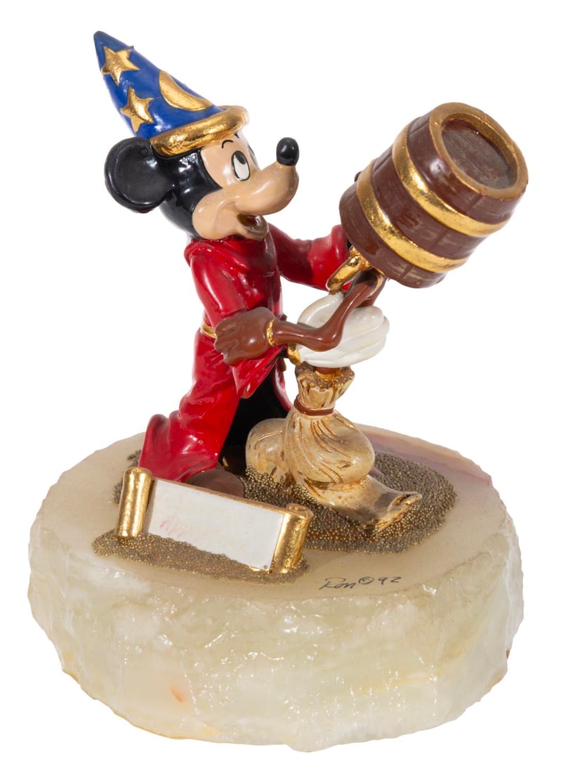 A "Fantasia" Sorcerer Mickey and Broom Sculpture. (1 of 5)