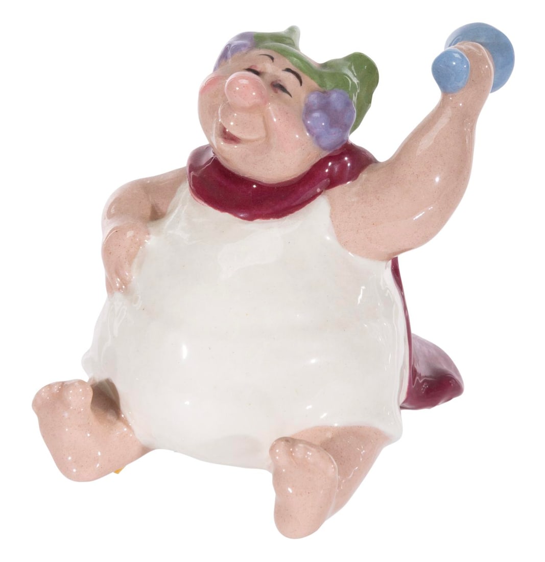 A "Fantasia" Bacchus Ceramic Figurine.: (Hagen-Renaker, 1982) A ceramic figurine of Bacchus from the Pastoral Symphony sequence of "Fantasia," released by renowned ceramist Hagen Renaker. Measuring 2.5" tall, the ceramic displays in very go