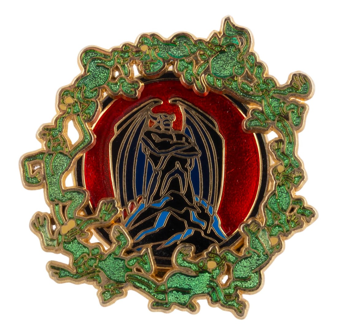 A Chernabog Spinner Pin.: (Walt Disney World, 2005) A Chernabog spinner pin, released in a limited edition of 750 for the Happiest Pin Celebration on Earth at Walt Disney World. Measuring 1.75" in diameter, the pin is in fine 