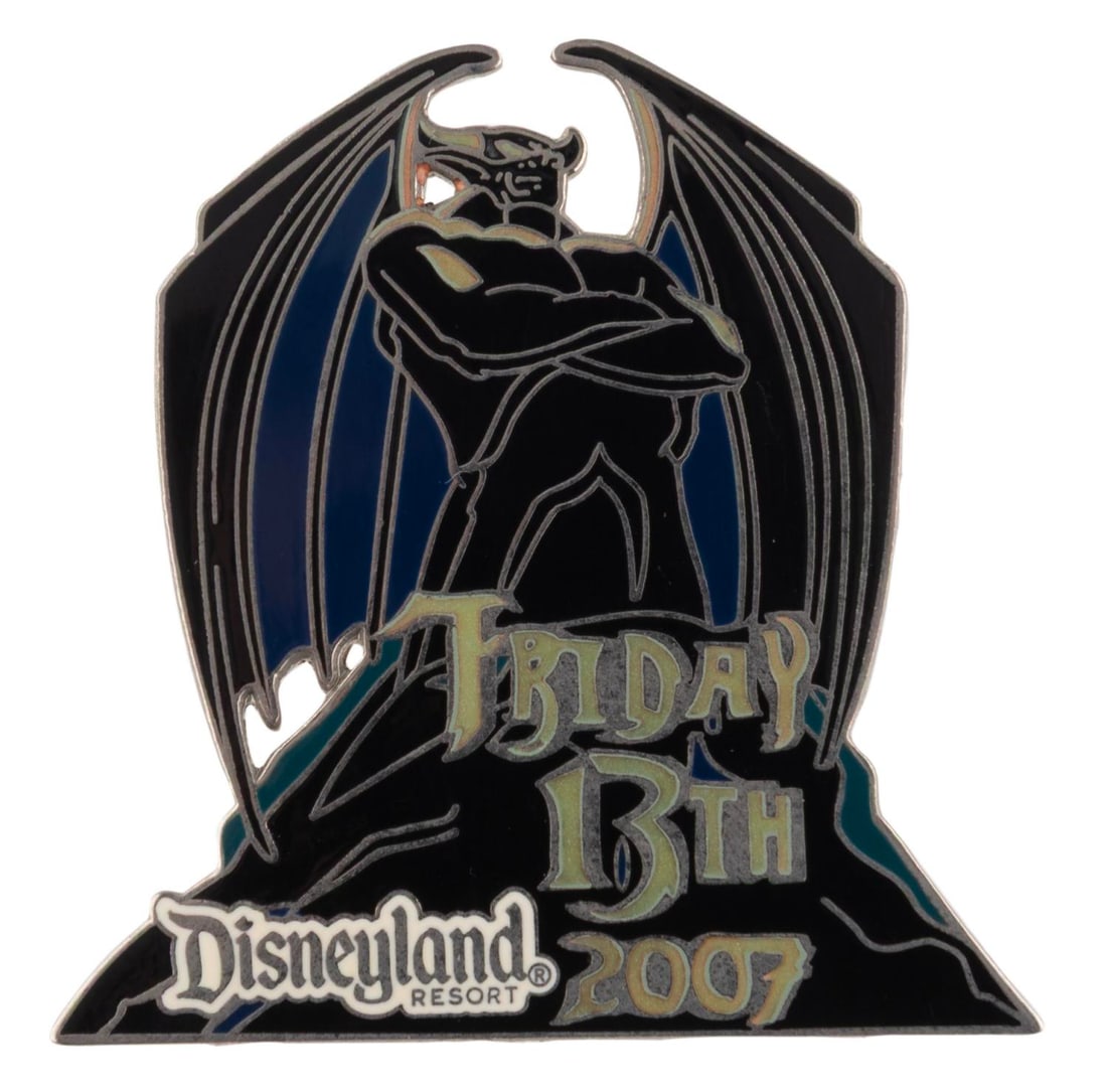 A Disneyland Chernabog Friday the 13th Pin.: (Disneyland, 2007) A Friday the 13th Chernabog pin released on April 13, 2007, in a limited edition of 1000. Measuring 1.75" x 1.75", the pin is in very good condition.