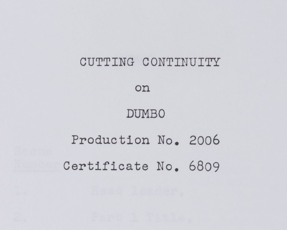 A "Dumbo" Cutting Continuity Script. - 2