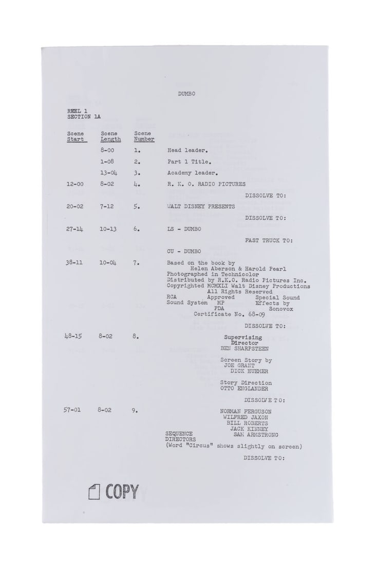 A "Dumbo" Cutting Continuity Script. - 3