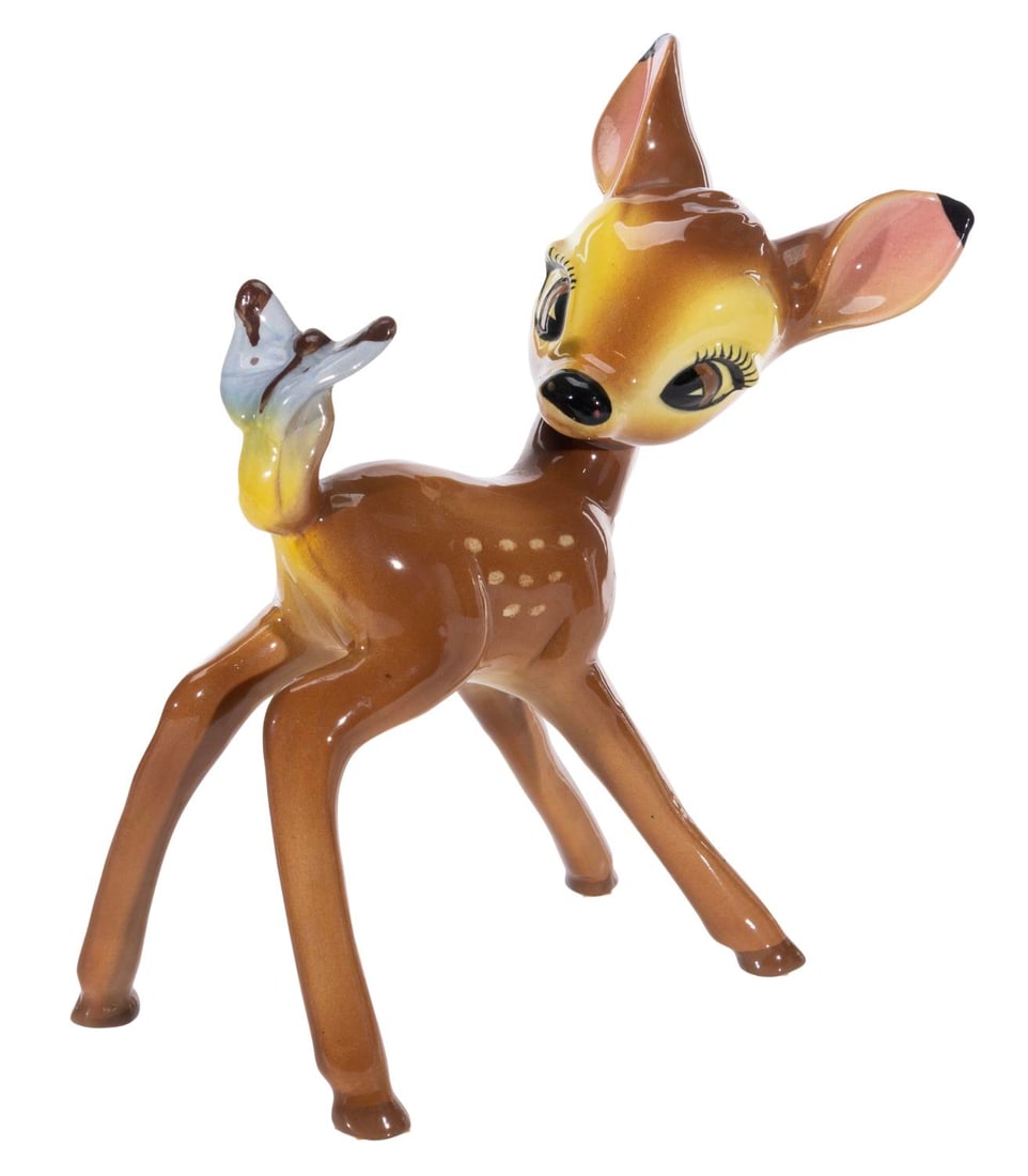A Bambi and Butterfly Ceramic Figurine. (1 of 6)