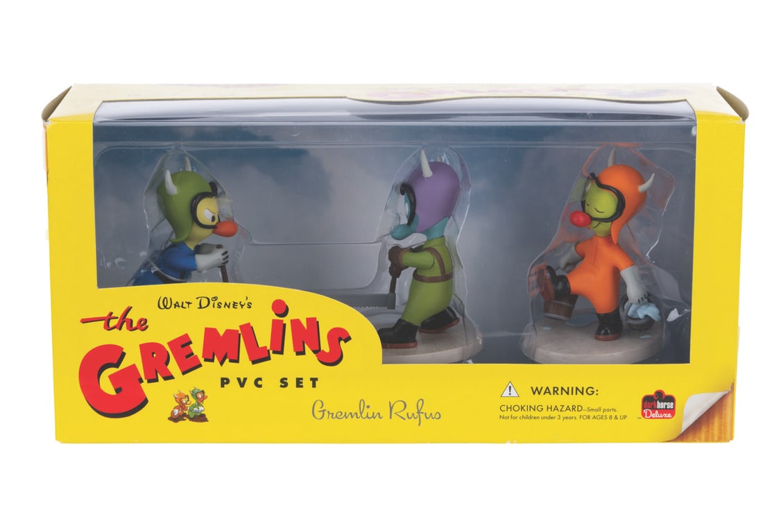 "The Gremlins" Gremlin Rufus PVC Set by Dark Horse.: (Dark Horse, 2007) A Walt Disney’s “The Gremlins” Gremlin Rufus PVC set, based upon the Roald Dahl book and the unproduced film. Standing 3.75” tall in their original 11.5”
