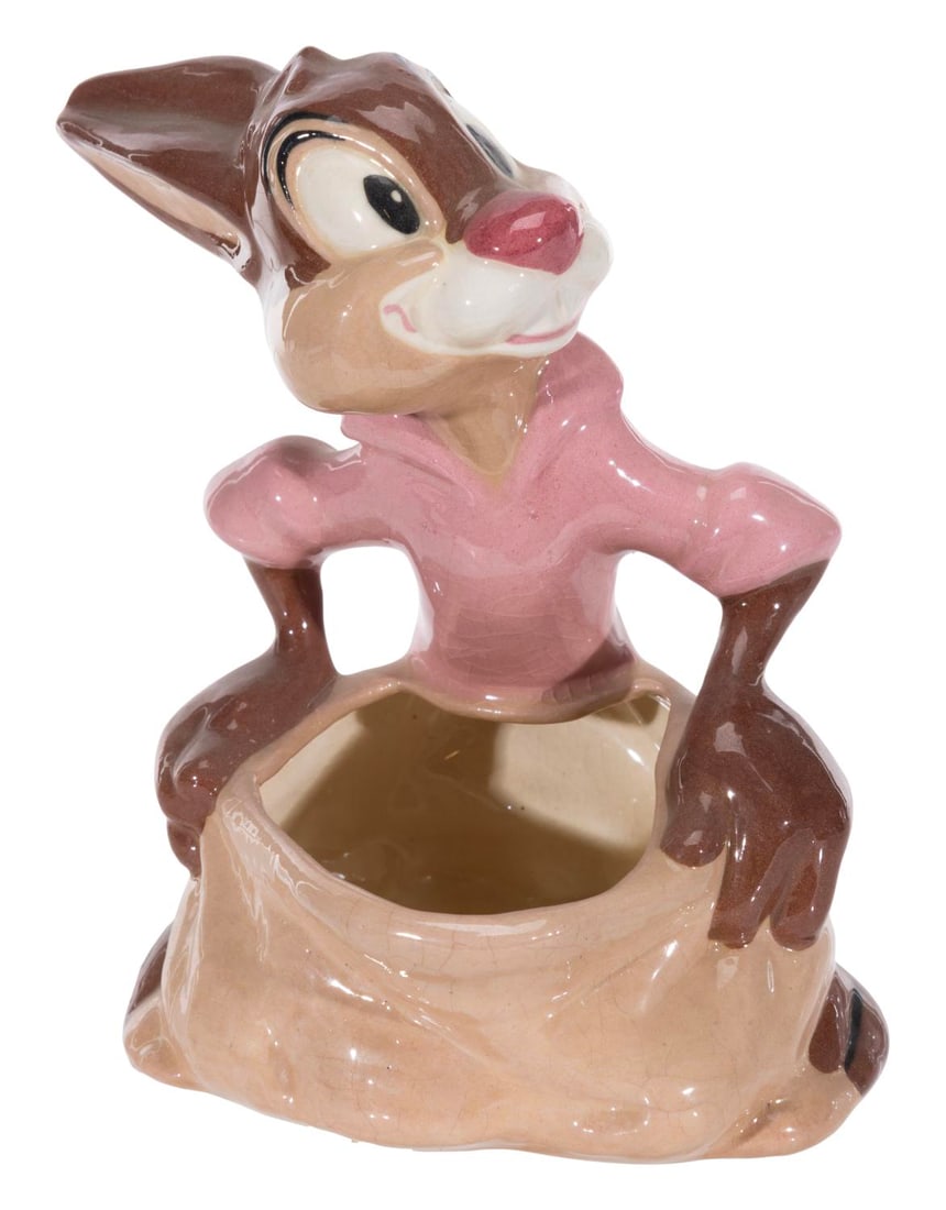 A Rare Br?er Rabbit Ceramic Planter.: (Shaw, 1940s) A rare original ceramic figural planter of Br?er Rabbit from Walt Disney's "Song of the South." Measuring 5" x4" x 6" tall, the planter displays in very good condition with crazing