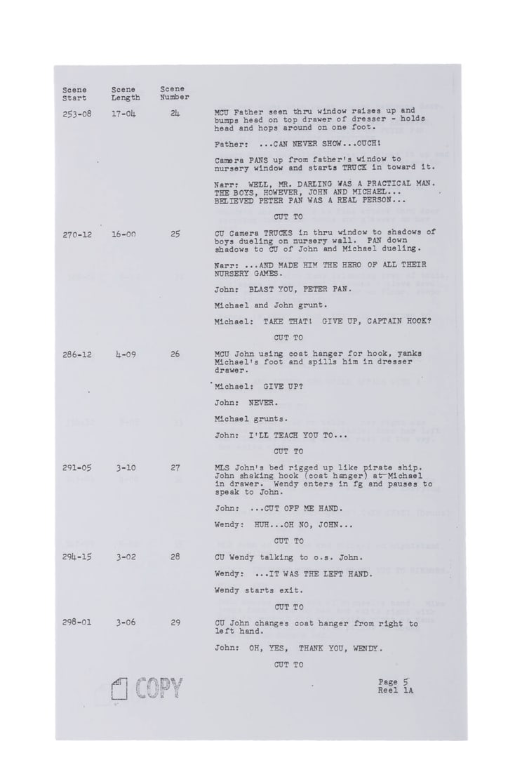 A "Peter Pan" Cutting Continuity Script. - 3