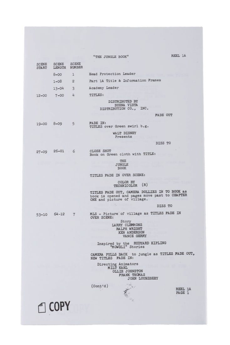 A "The Jungle Book" Cutting Continuity Script. - 3