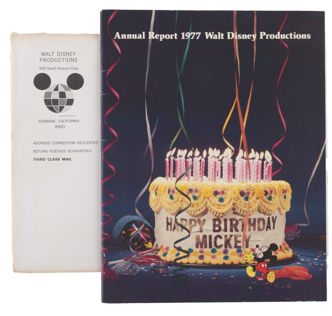A Walt Disney Productions 1977 Annual Report.: (Walt Disney Productions, 1977) An annual report summarizing the events and financial statements of Walt Disney Productions for the stockholders in 1977. This report features numerous photos and