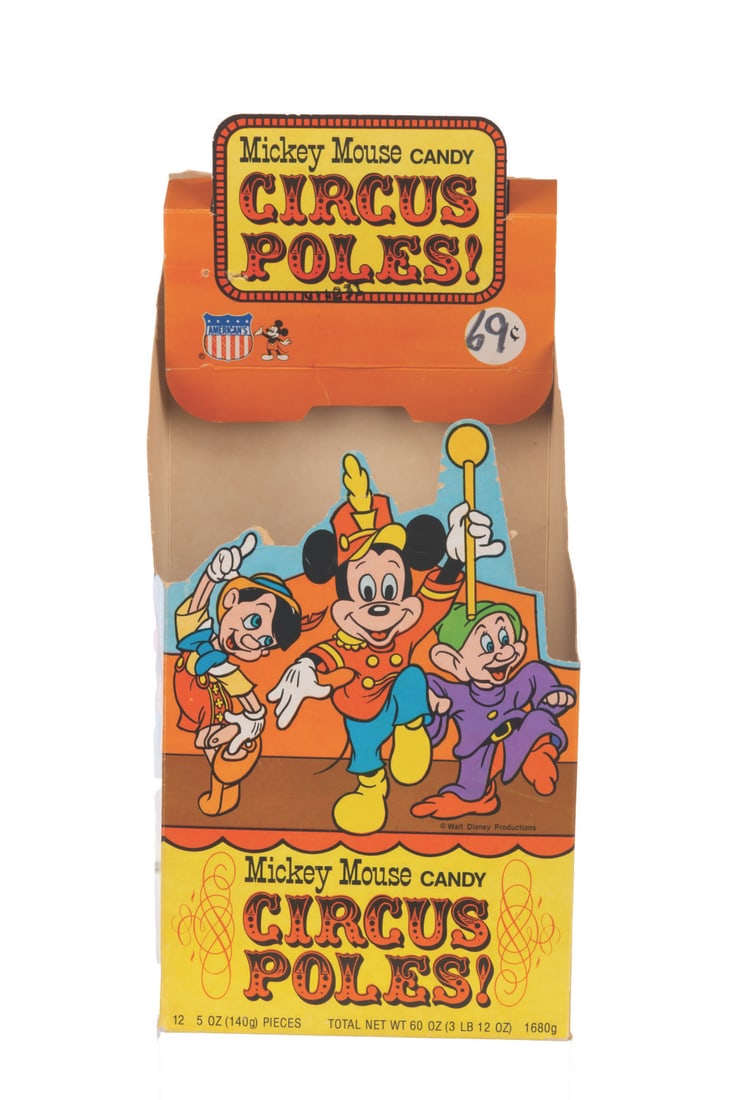 A Mickey Mouse Candy Circus Poles Display Box. - 2